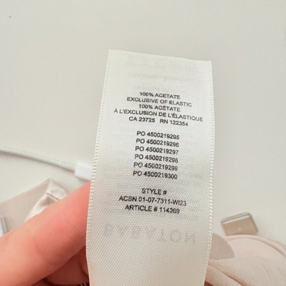 Aritzia Slip Satin Midi Skirt Nude Blush Champagne Size 10 - Picture 8 of 9